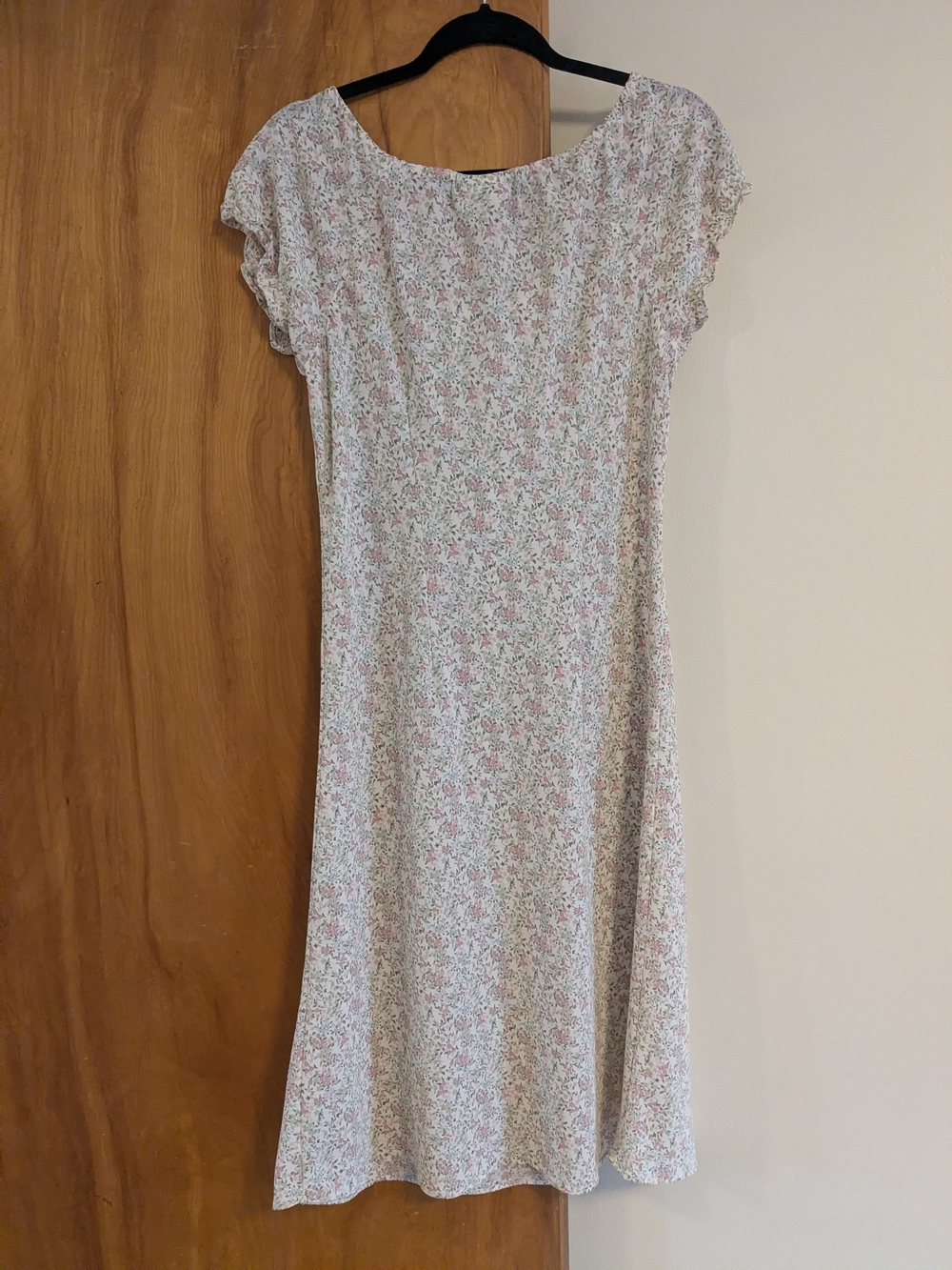 Faded Glory Vintage Pink and Cream Floral Midi Dress with Tie Neck - Picture 2 of 11